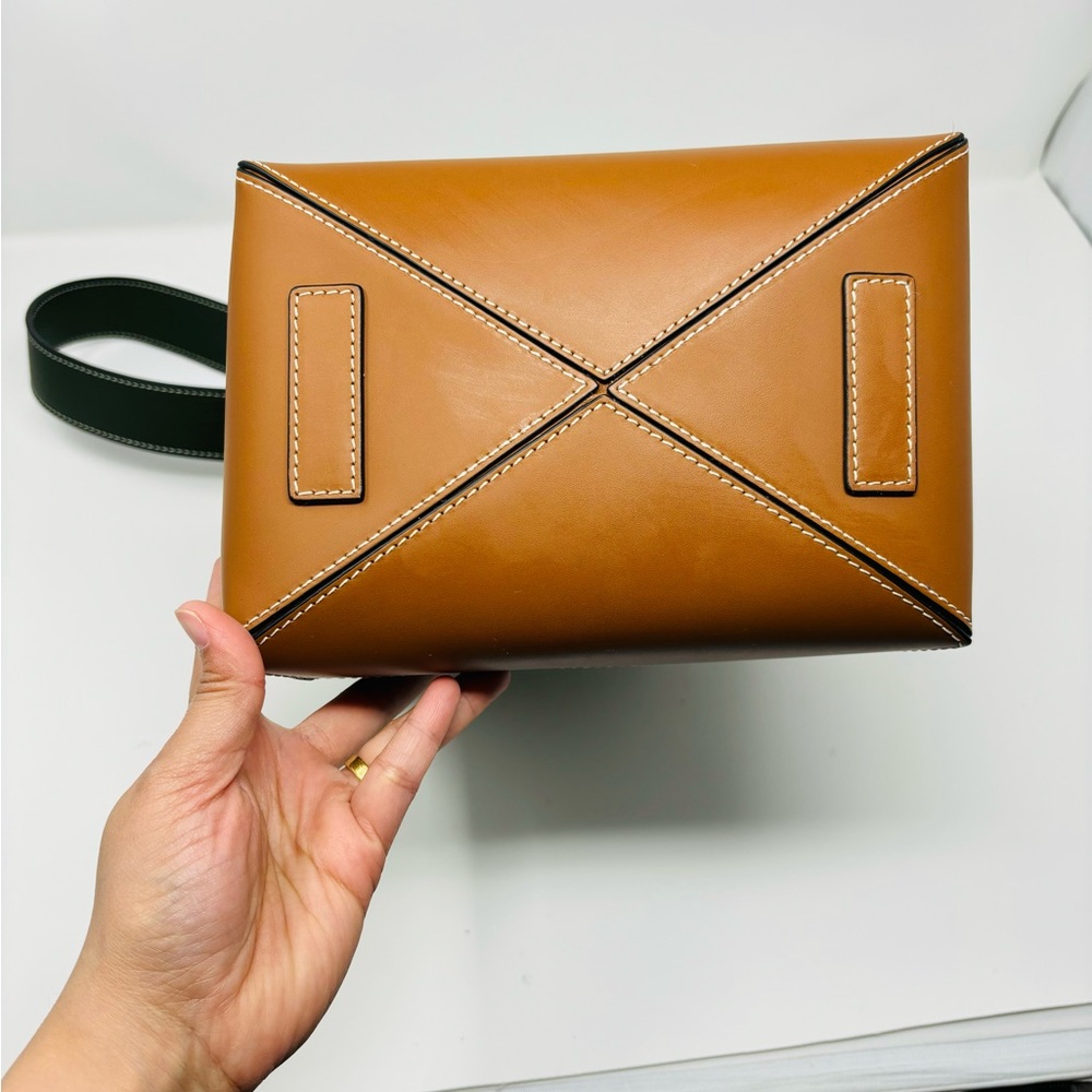 SOLD - Strathberry Lana Midi Bucket Bag - Tan/bottle green - Picture 11 of 16